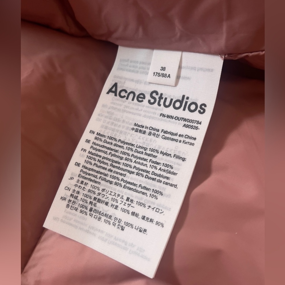NWT Acne Studios Down Puffer Jacket - Pink - Picture 15 of 16